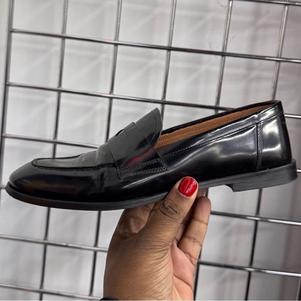 Jonak Paris Thelma Black Shiny Leather Round-Toe Loafers Womens Size EU 37 US 7